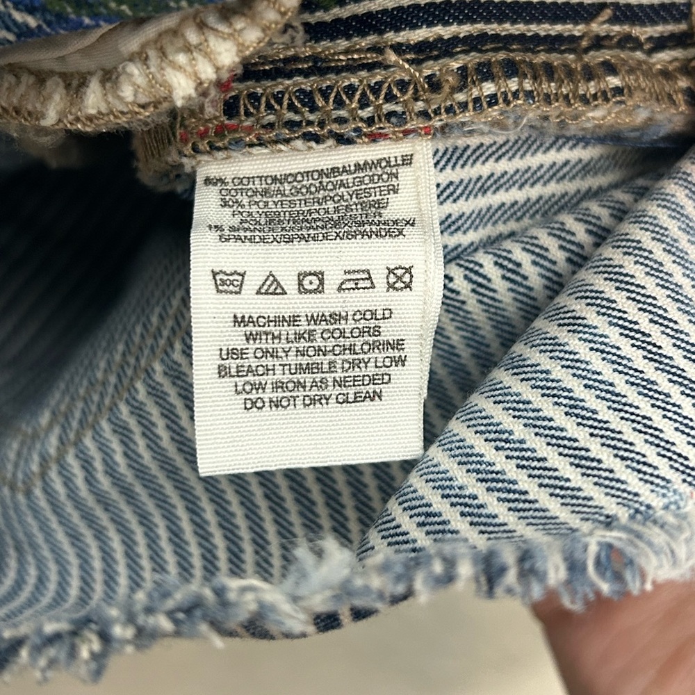 Free People Floral Print Striped Denim Overalls Size 2 - Picture 7 of 7